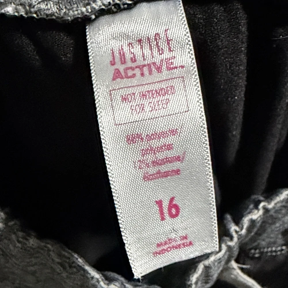 justice active Black Jogger Pants with Gray Accents size 16